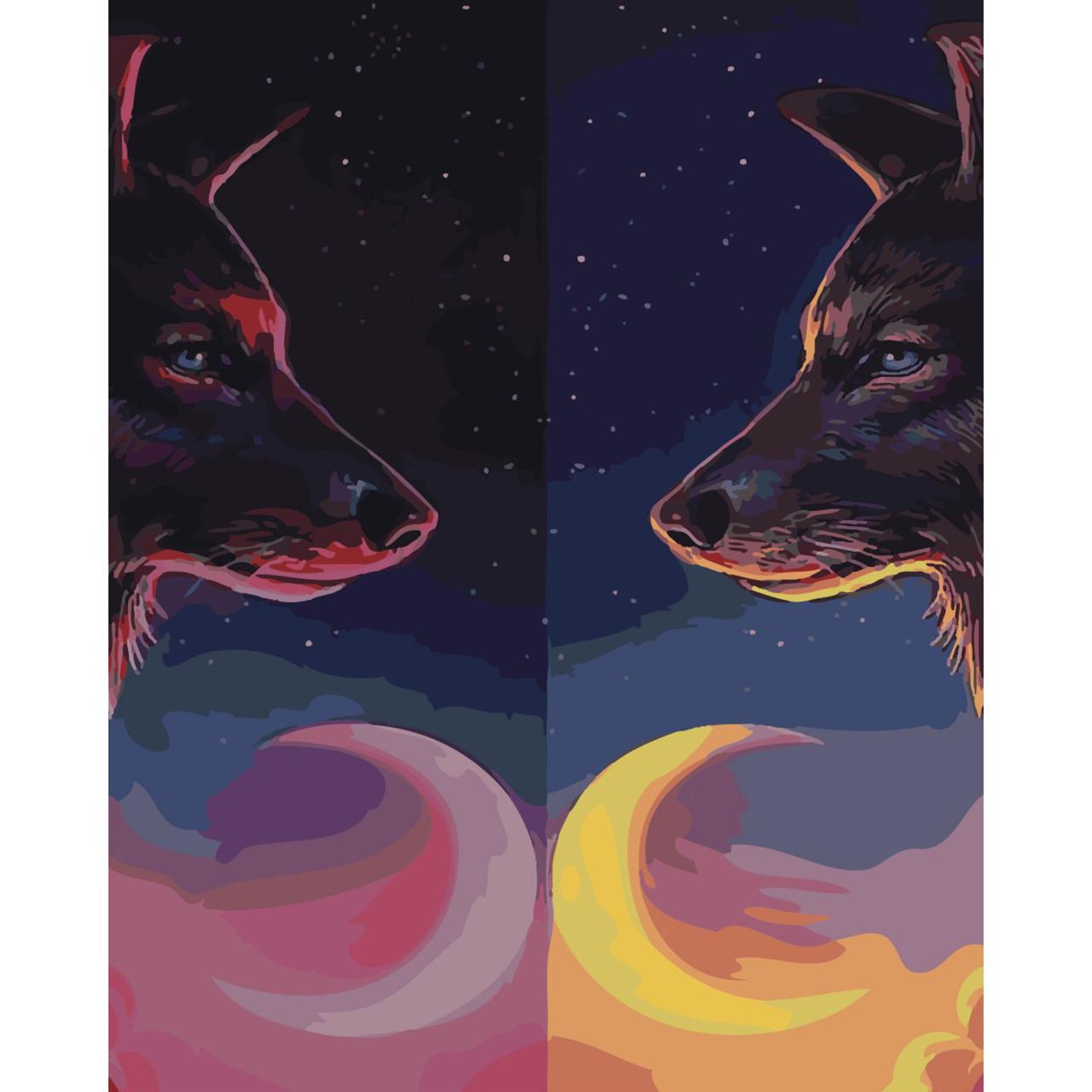 Картина по номерам Strateg Премиум Зеркальные хищники с лаком 40х50 см (SY6503)