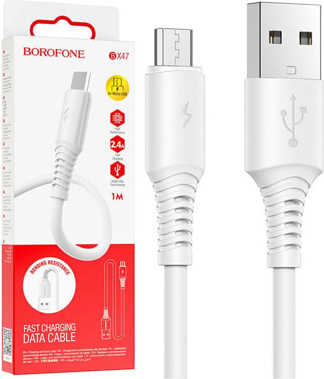 Кабель интерфейсный Borofone BX47 USB-microUSB 1 м White (35090)