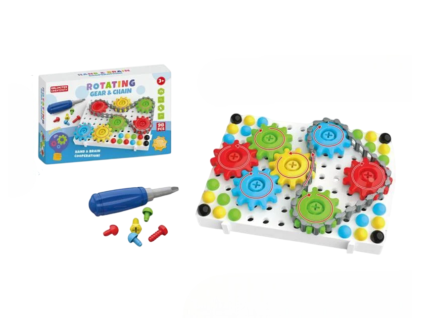 Мозаика-конструктор детский Fun Game 37808 с шестернями и отверткой 96 эл. (1720763715)