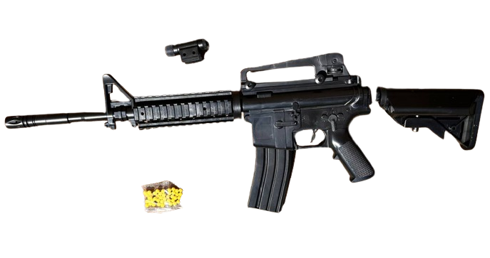 Игрушечный пластиковый автомат с лазером и пульками (M-16B)