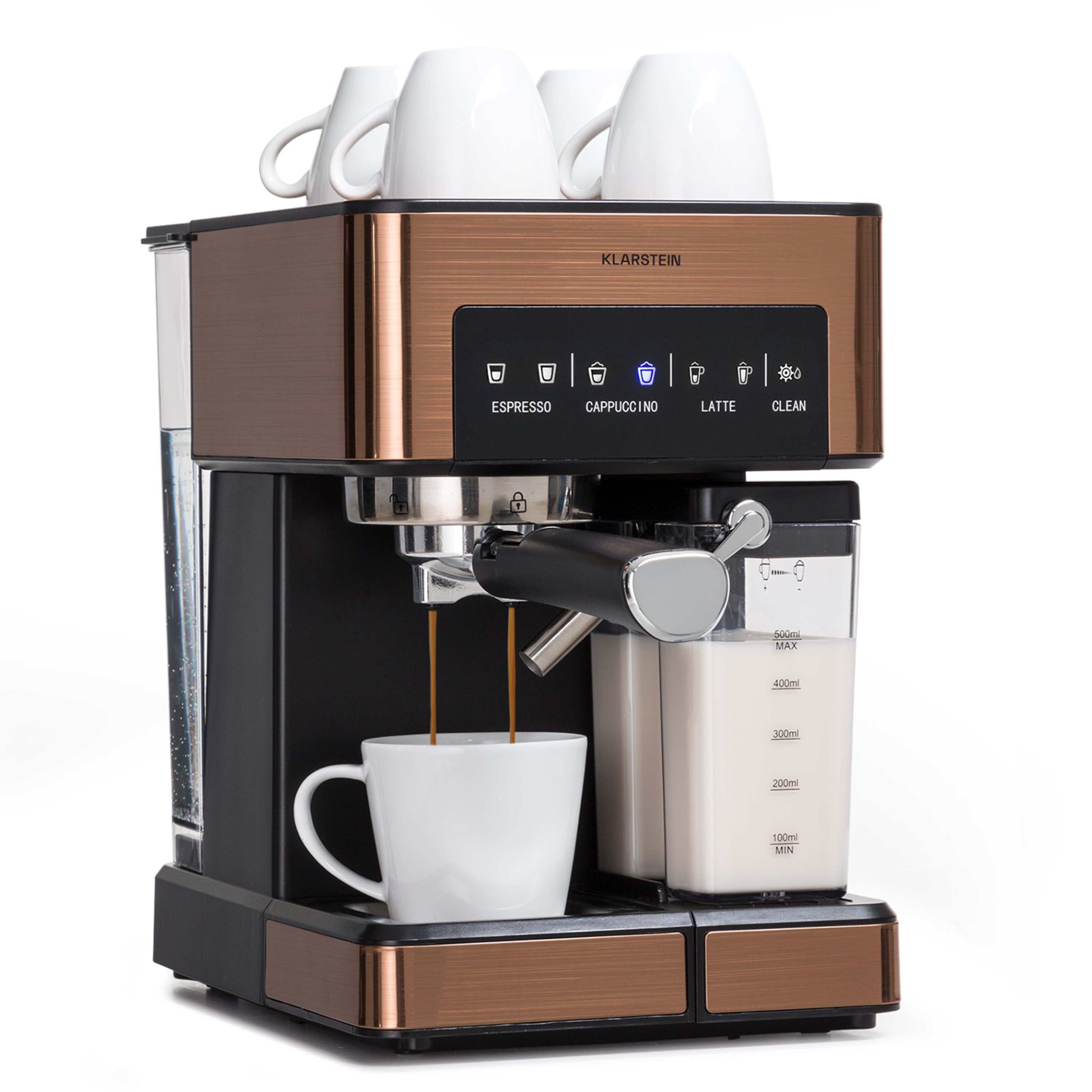 Кофеварка KLARSTEIN Arabica Comfort сенсорная панель 1350W 20 бар 1,8 л Бронзовый (10041524)
