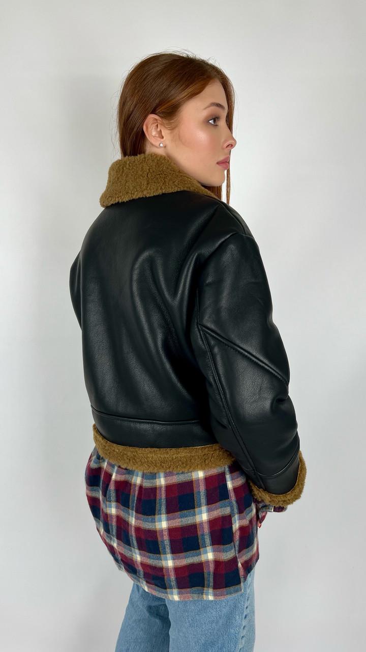 Дубленка женская Бренд #2437-01 S Черный (23918489) - фото 5 Дубленка женская Бренд #2437-01 S Черный (23918489) - фото 5