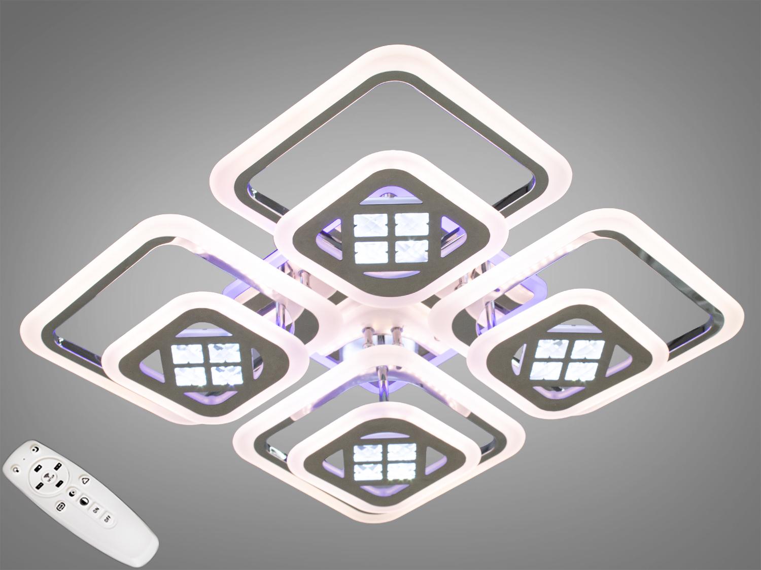 Люстра светодиодная 200 Вт Хром (A2102/4+4HR 3col dim)