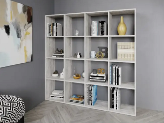 Стеллаж полочка для дома на 16 ячеек Бетон (P11а) - фото 1