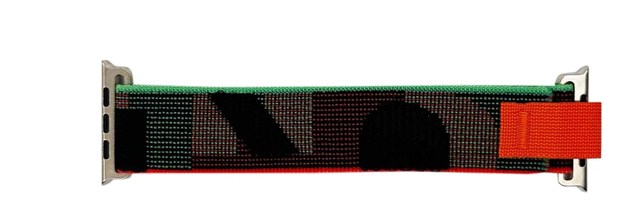 Ремінець нейлоновий 42/44/45/49 мм Black/Green/Red (7254)