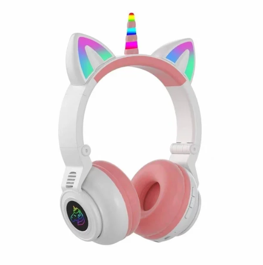 Наушники детские беспроводные Единорог Cat STN-27 LED Bluetooth Розовый (21724905)