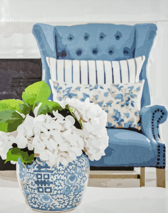 Картина по номерам Strateg Гортензия у кресла 40x50 см (VA-3368)