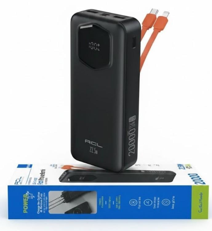 Повербанки ACL PW-140 20000 mAh з швидким заряджанням Чорний (2104618844)