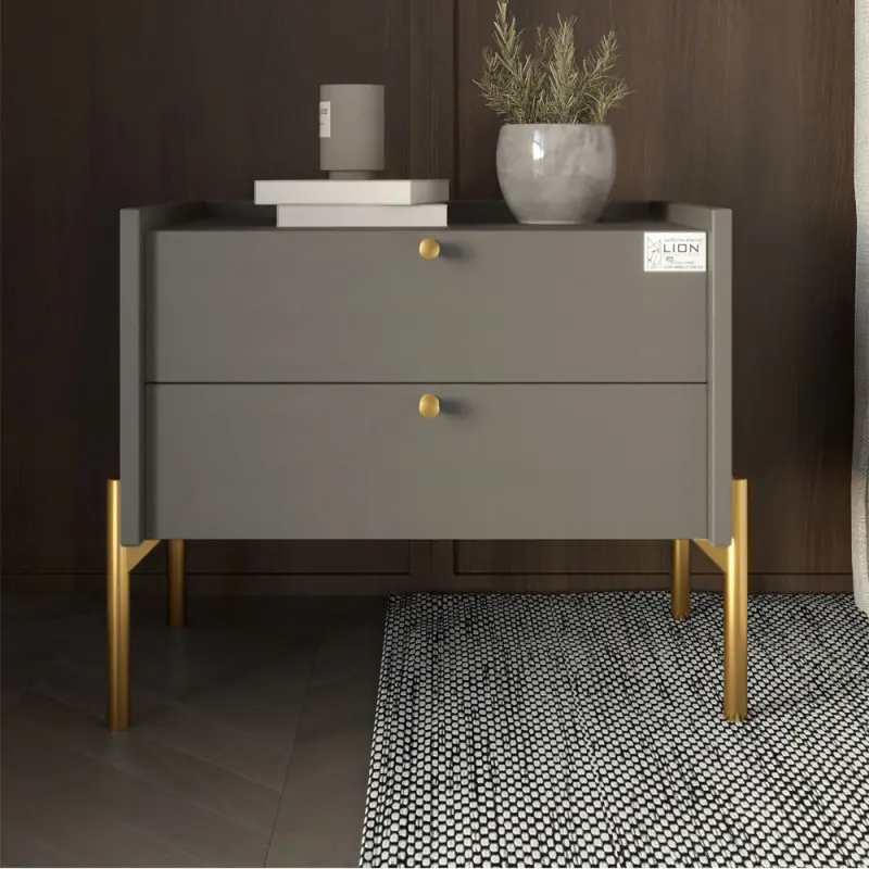 Тумба прикроватная Lion Wood золотые ножки Антрацит (Lion-041334) - фото 1