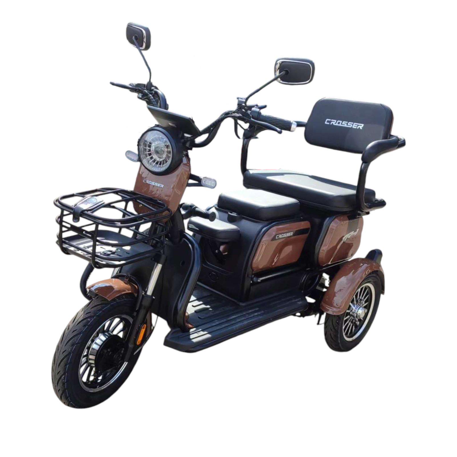 Электроскутер трехколесный Crosser TR1 750W/72V/20Ah Коричневый - фото 1