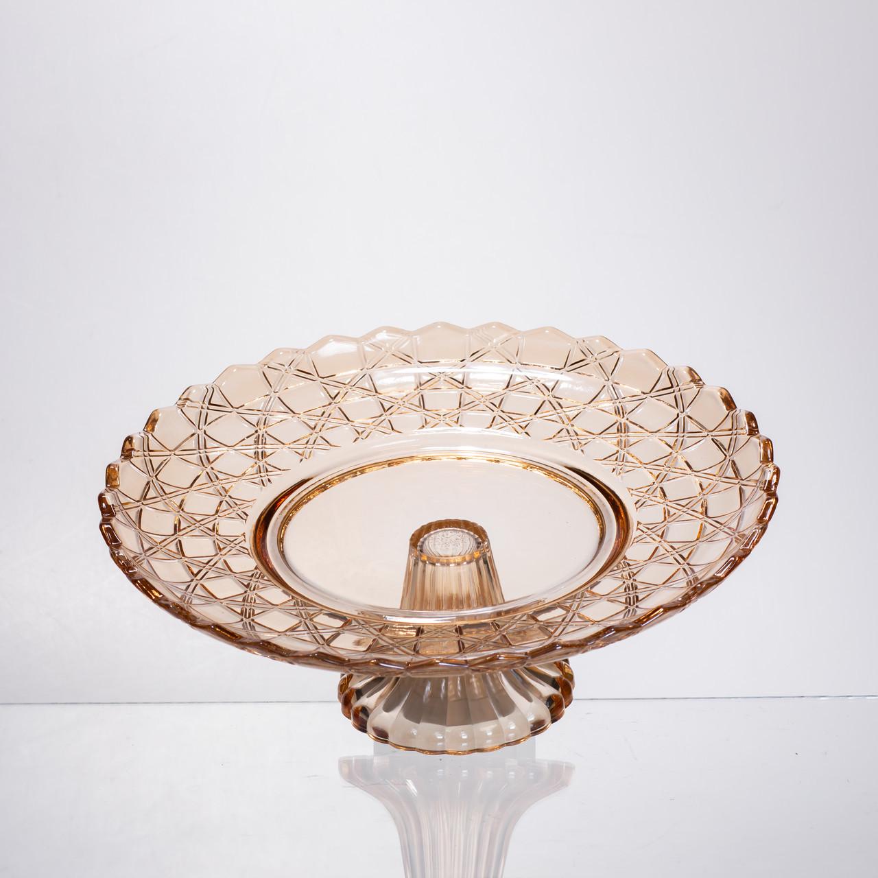 Фруктівниця скляна на ніжці кругла Ø 29 см Коричневий (64486-20) - фото 2