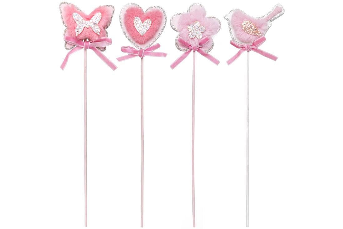 Деревянный декор с мехом на стыке 28 см 4 дизайна (738-703)