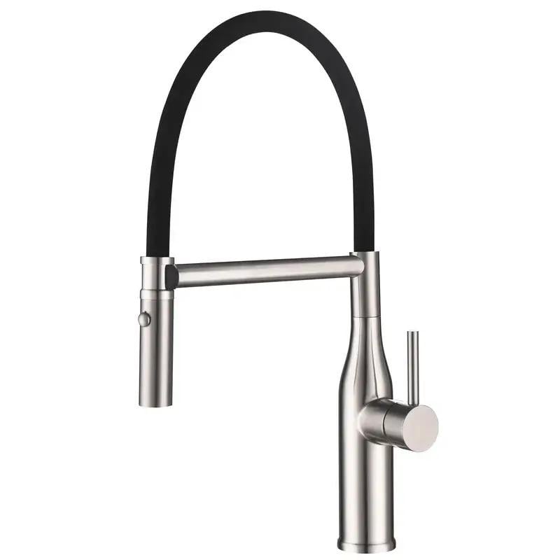 Змішувач для кухні KOER KI-70034-02 з гнучким виливом Сатин з чорним (KR5809)