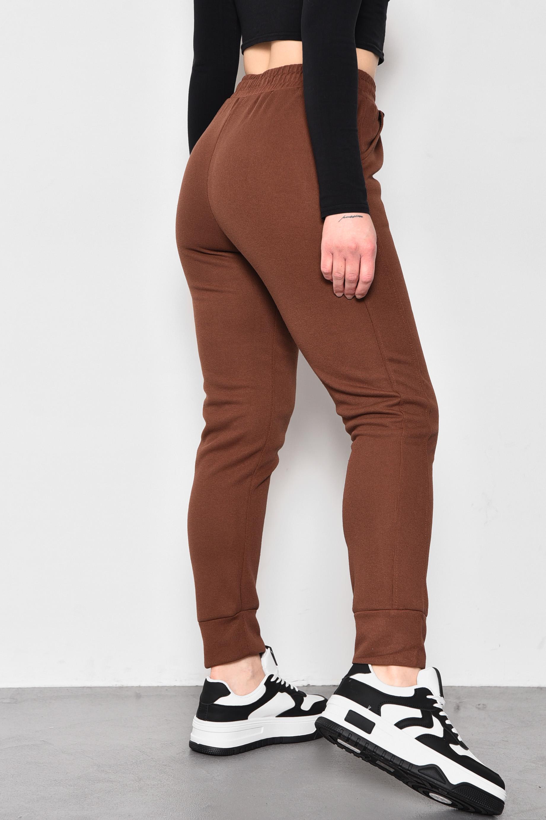 Спортивні штани трикотажні жіночі р. 44 Коричневий (174465) - фото 3