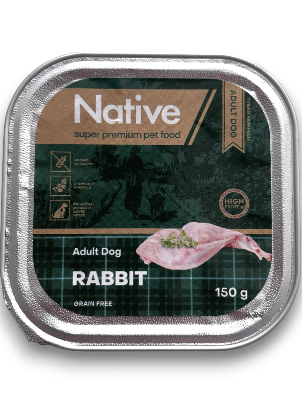 Корм вологий для повнораціонний дорослих собак NATIVE Rabbit з м’ясом кролика 150 г