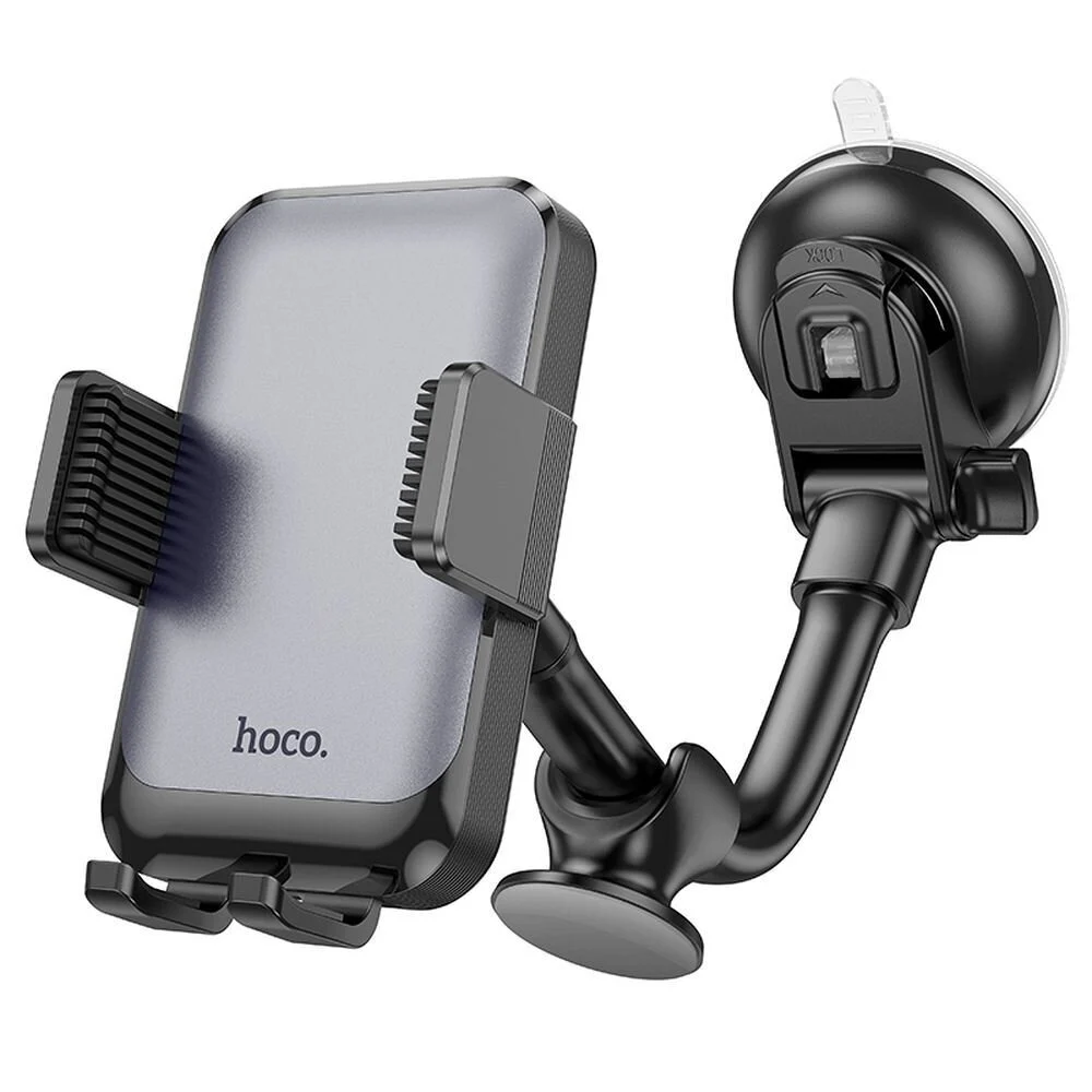 Автотримач для телефона Hoco H27 Rock push-type car holder center console Black gray (6942007608923)