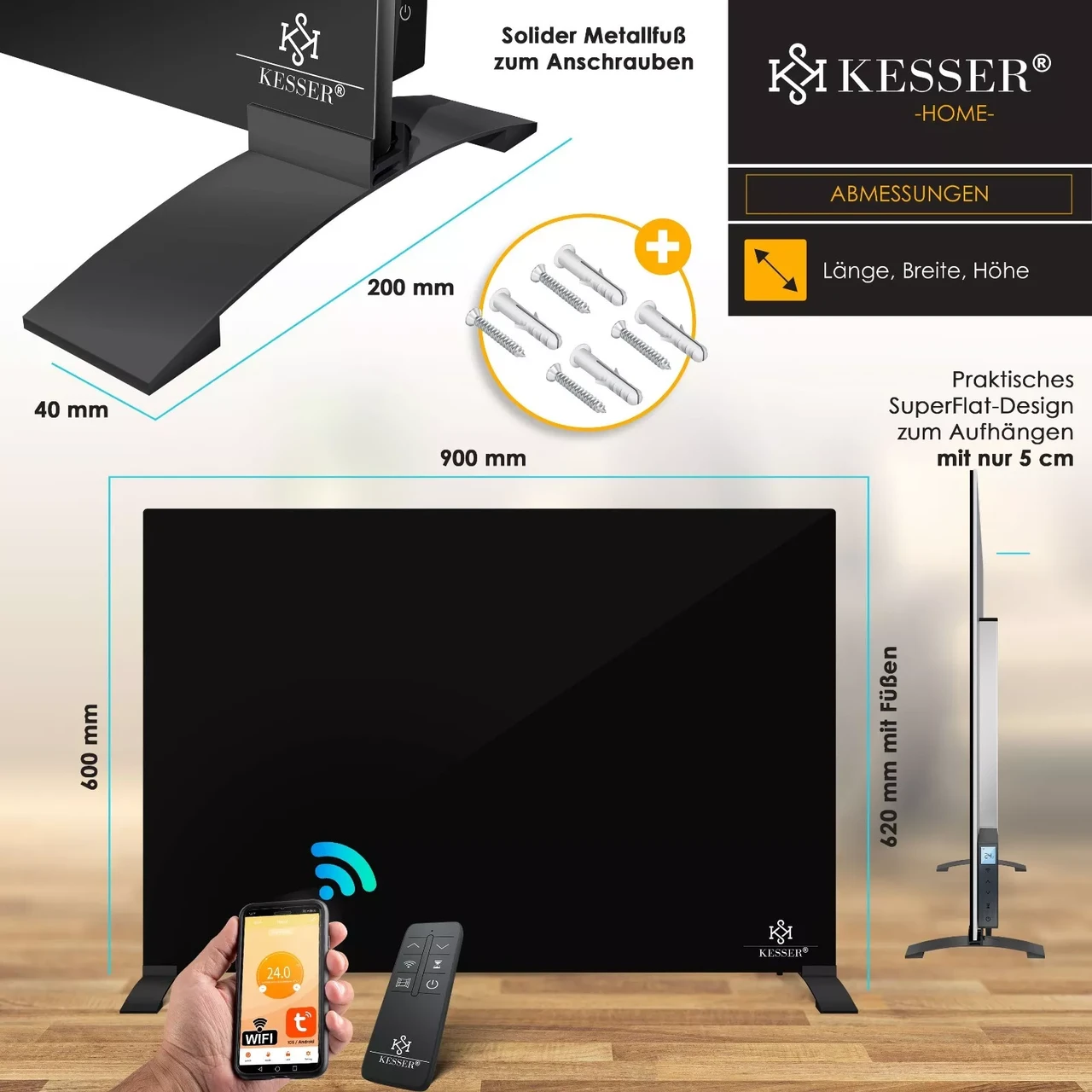 Инфракрасный обогреватель KESSER 520 Вт 50°C (225845498230we-520) - фото 4 Инфракрасный обогреватель KESSER 520 Вт 50°C (225845498230we-520) - фото 4