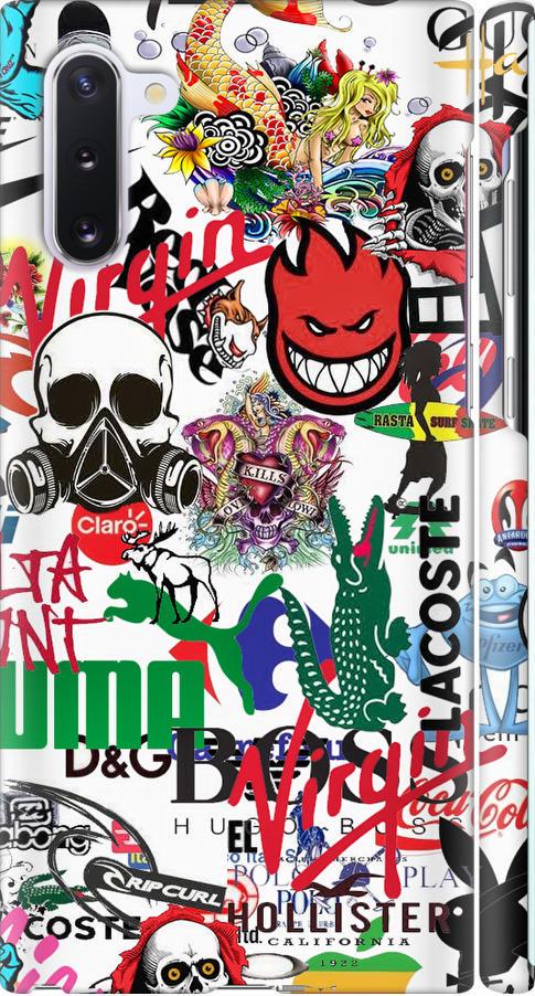 Чехол на Samsung Galaxy Note 10 Many different logos (4022m-1718-42517)