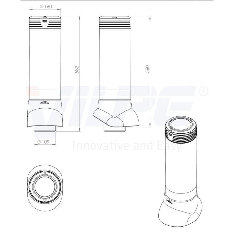 Выход фановой трубы Vilpe для битумной черепицы утепленный Ø 110 мм 500 мм 7024 Графитовый (30124431) - фото 2