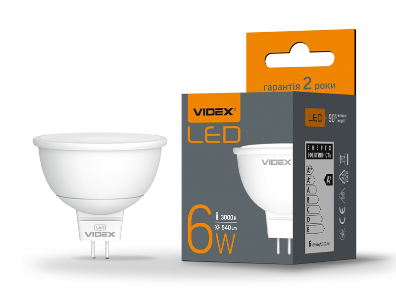 Світлодіодна лампа Videx MR16е 6 Вт GU5.3 3000K 220В Світлодіодна лампа Videx MR16е 6 Вт GU5.3 3000K 220В
