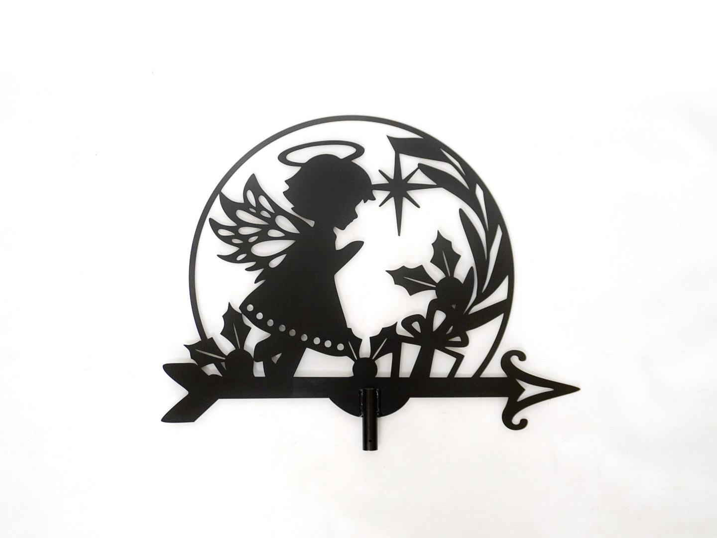 Флюгер на крышу металлический Ангелочек Черный