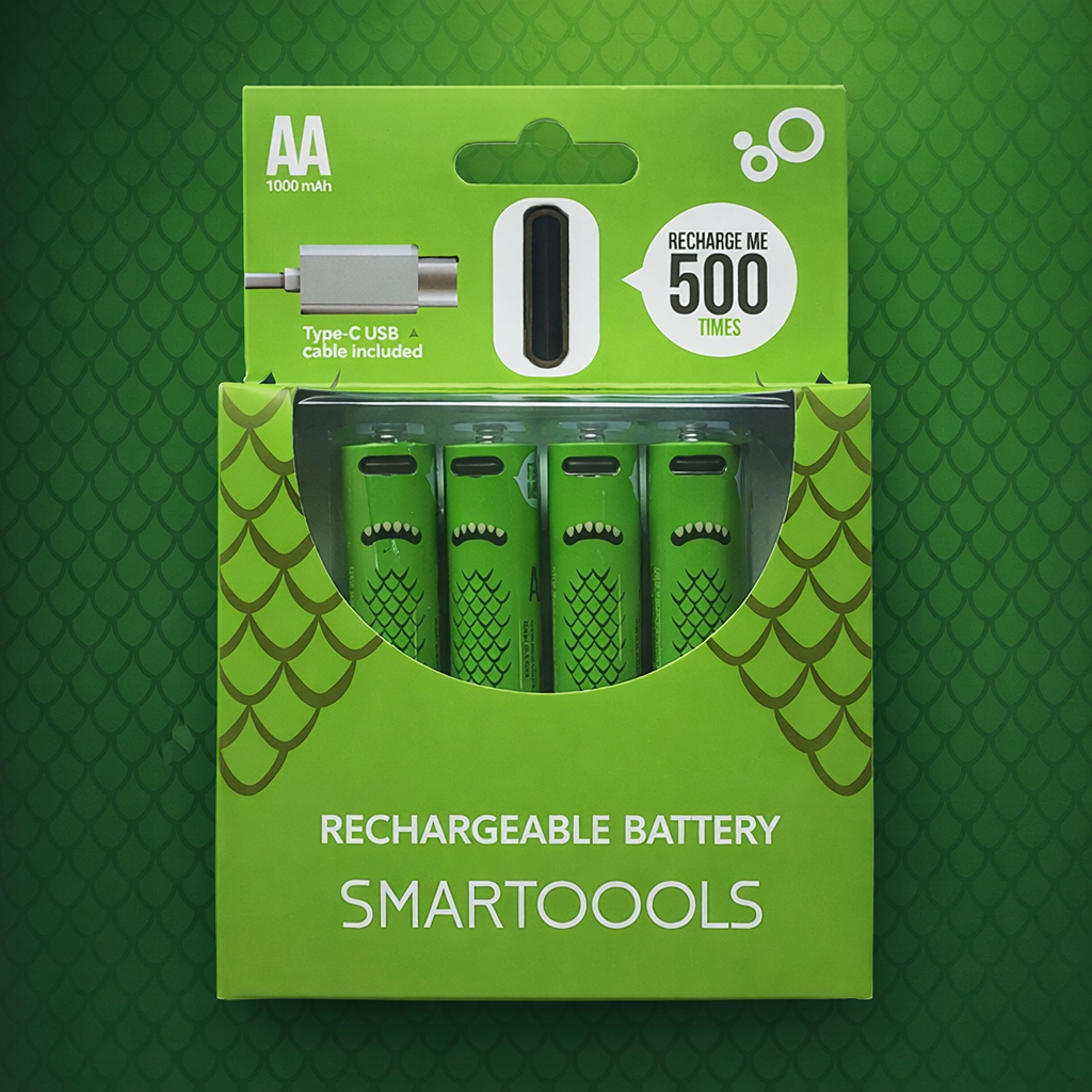 Аккумуляторные батарейки SMARTOOOLS AA Li-ion 1000 мА/ч 1,2 В Type-C 4 шт. (10268)