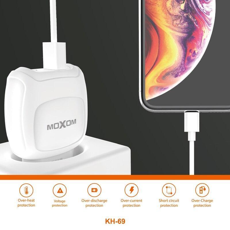 Зарядний пристрій Moxom KH-69 2 USB 2,1A кабель microUSB White (15300) - фото 4