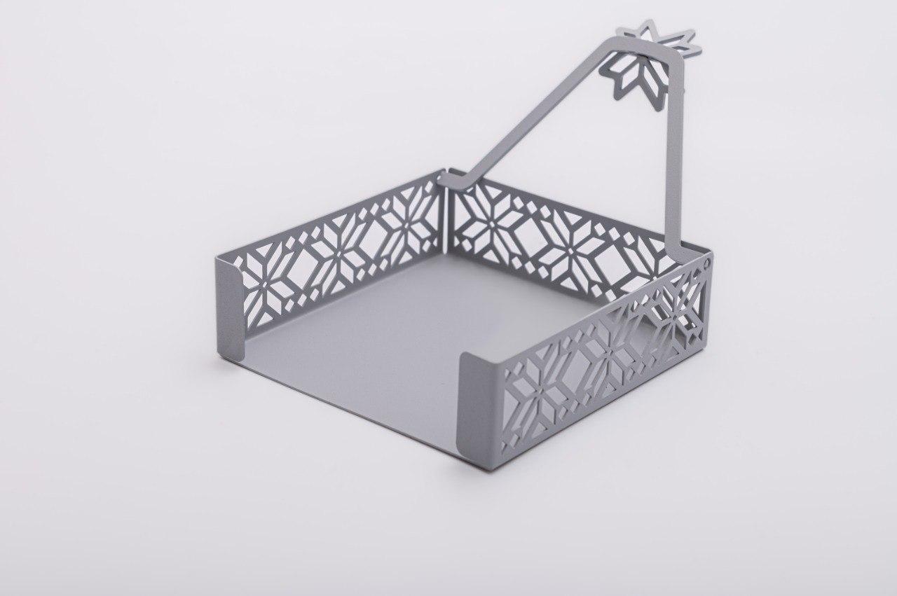 Салфетница Вышиванка с держателем 130x130x40 мм Серый - фото 2