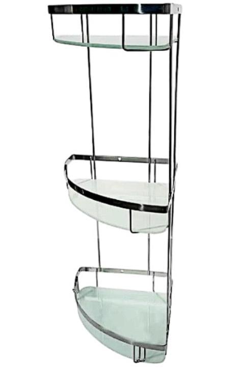 Полочка для ванной комнаты тройная Atak из нержавеющей стали с матовым стеклом 20х20х55 см (10-025)