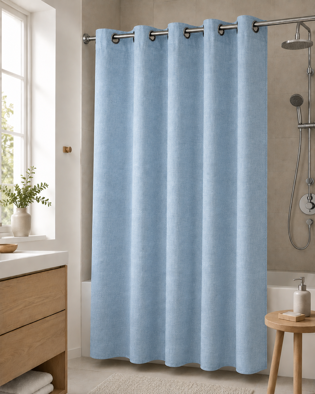 Шторка для душа тканевая с люверсами 180х180 см Голубой (200/blue)