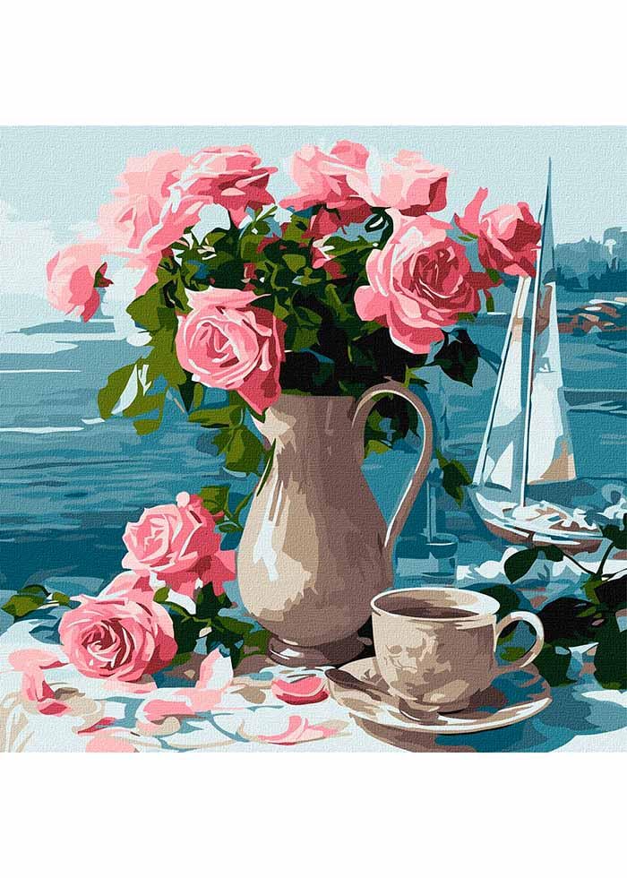 Картина по номерах Ideyka Ранкові троянди 40х40 см (KHO5741)