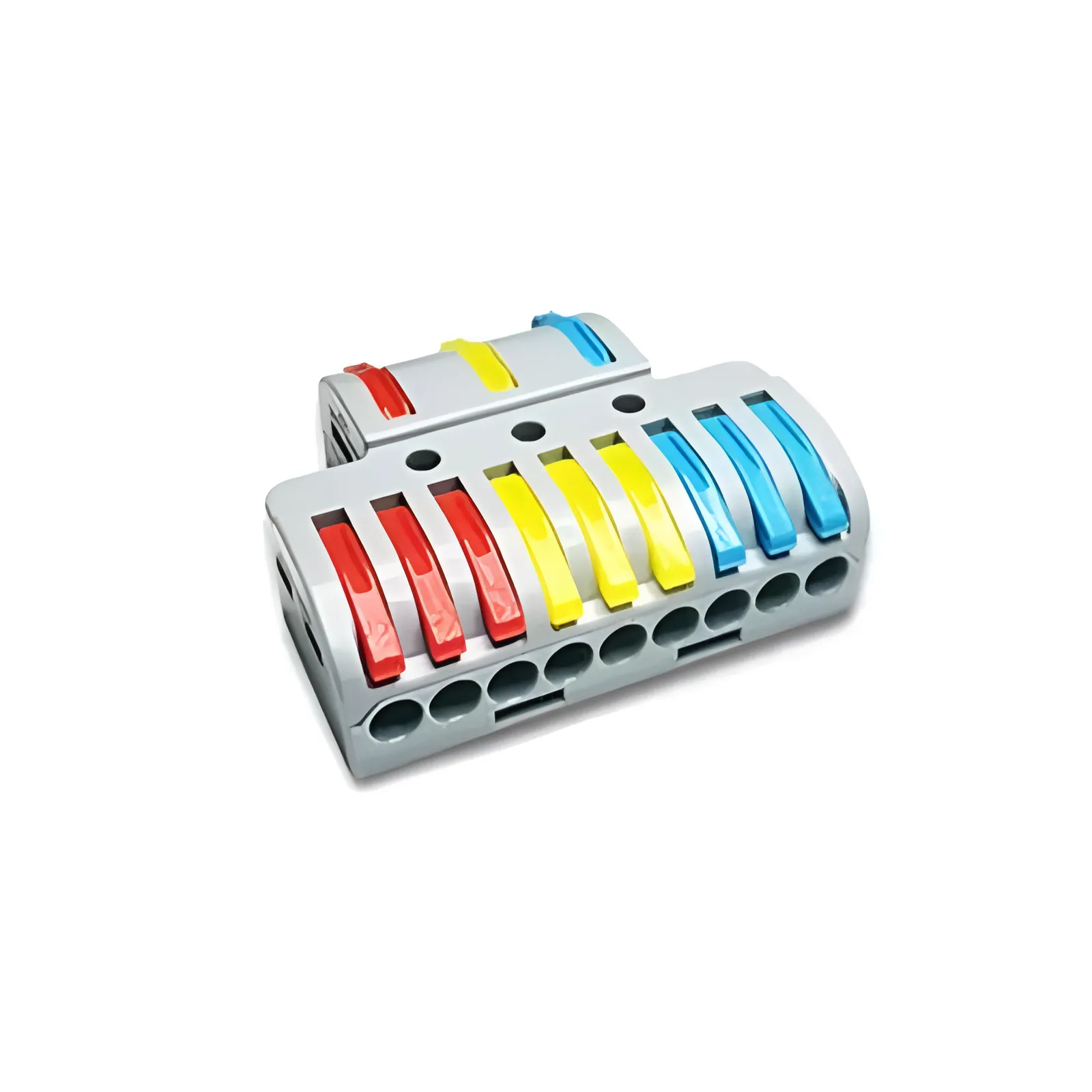 Клемма разветвляющая Tactix 0,08-4 мм2 35А 1-3+1-3+1-3 одинарная 40х48,5х14,5 мм крепеж 3,1 мм Разноцветный (CT3-9)