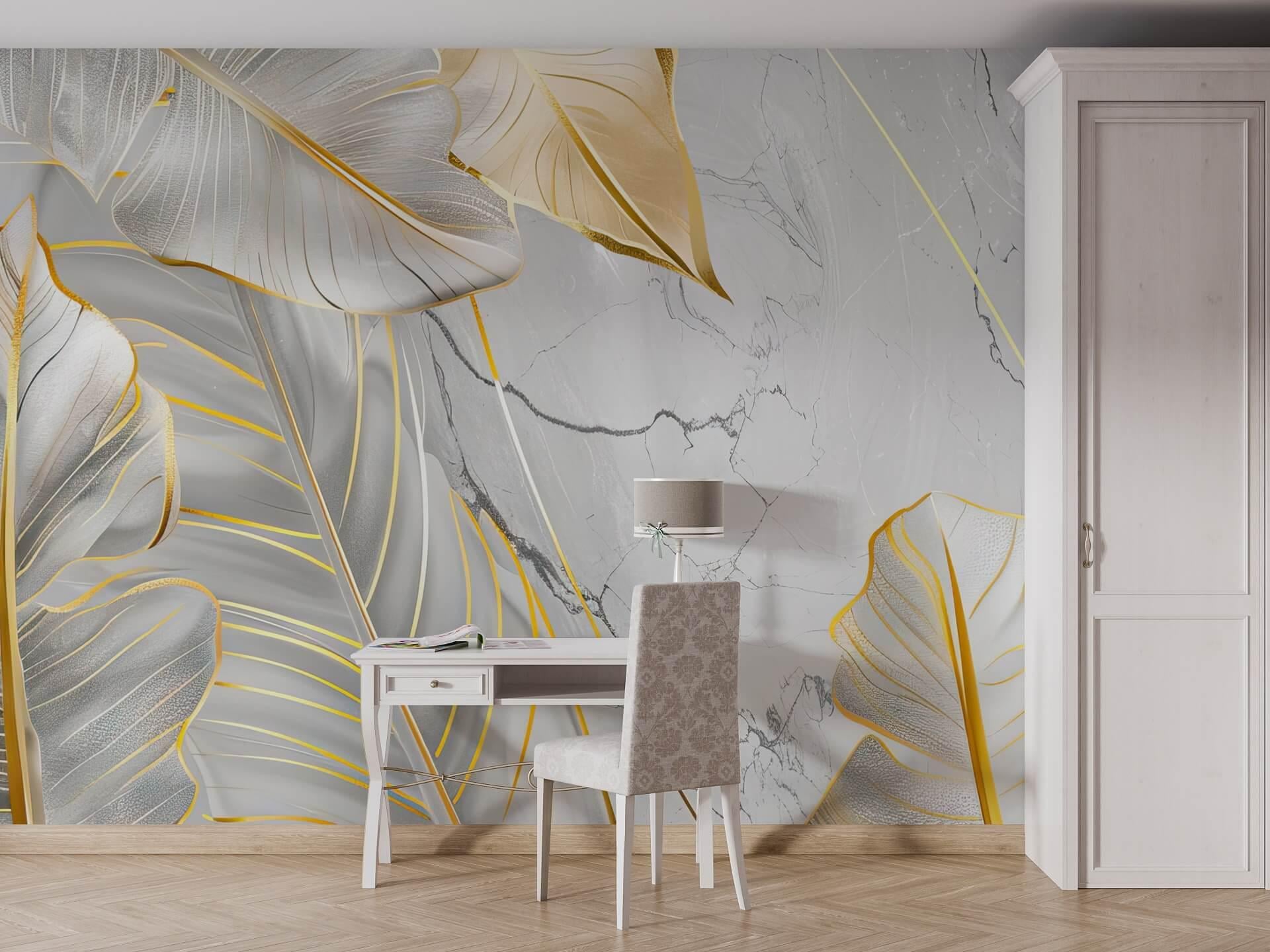 Фотообои флизелиновые Styleo Print-walls 3D Мраморные листья 0213 350х270 см (Pw-0213/3)