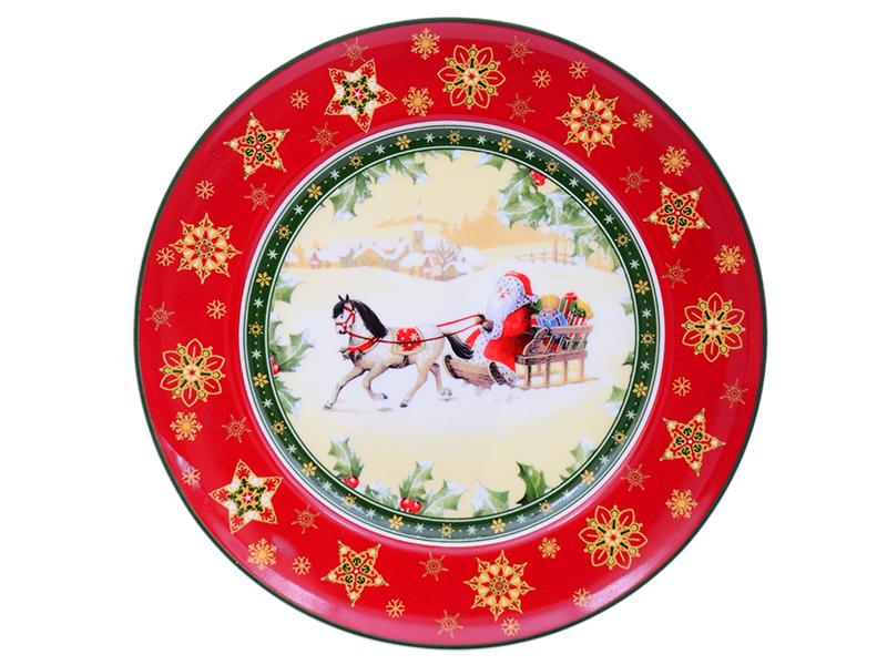 Набор из 6-ти фарфоровых тарелок Light House Merry christmas 986-071 21 см Красный