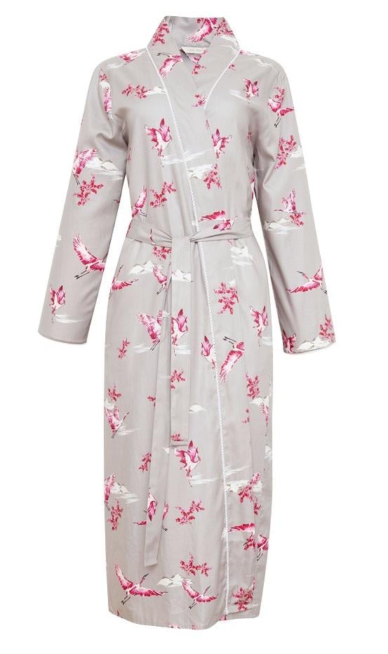 Халат женский Nora Rose Katherine 1622 с принтом птицы р. 10 S Серый (5051877390294)