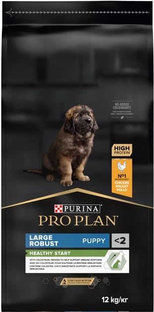 Корм сухий для цуценят великих порід масивної статури Pro Plan Puppy Large Robust з куркою 12 кг (20341)