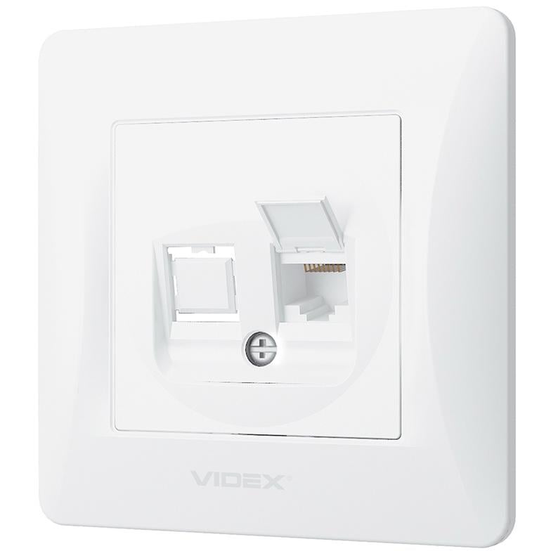 Одинарна комп'ютерна розетка Videx Binera CAT6 VF-BNSK1PC6-W Білий