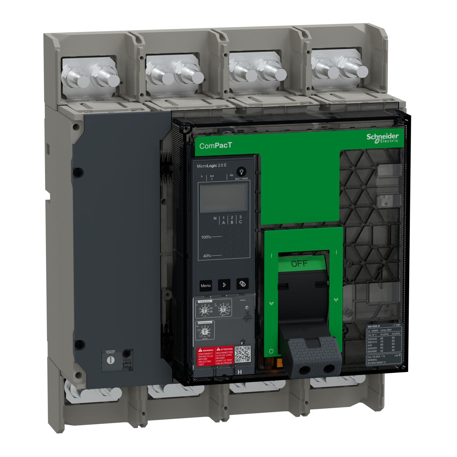 Автоматический выключатель Schneider Electric COMPACT NS1000 H 4P 1000А 70кА фиксированный с расцепителем ML2E (C100H42EFM)