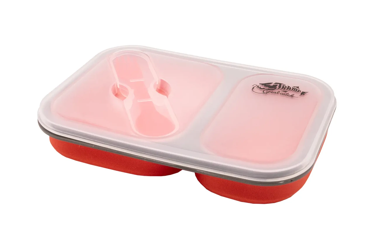 Контейнер Tramp складной силиконовый с ложкой-выделкой/крышкой 900 мл Оранжевый (UTRC-090-orange) - фото 4