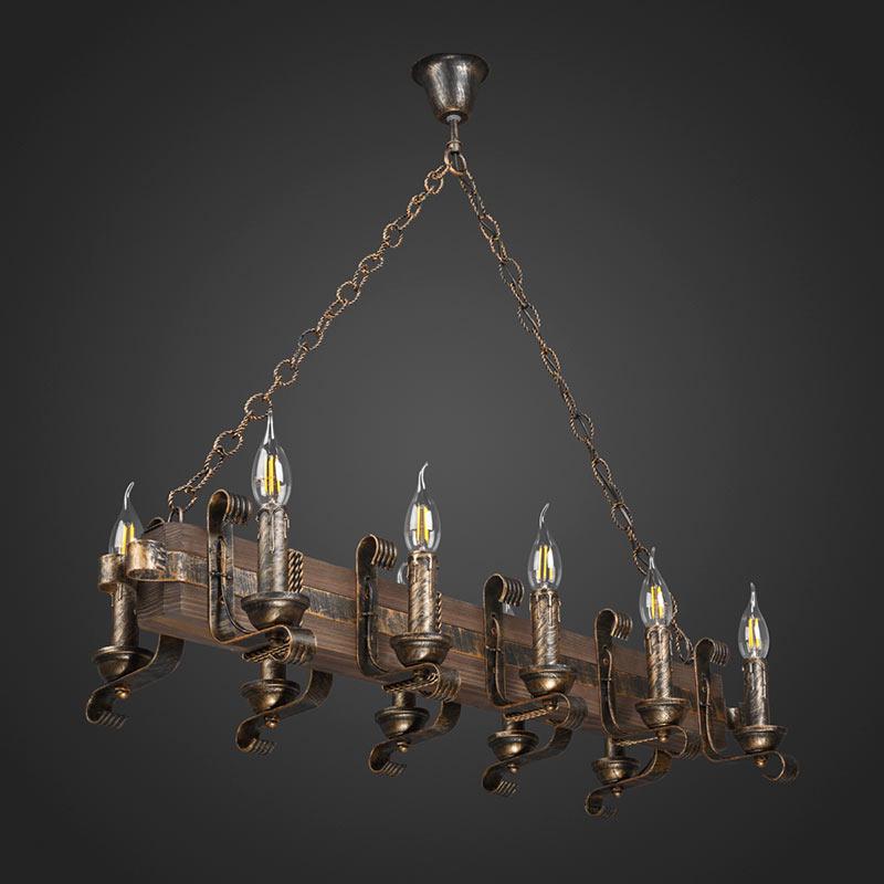 Люстра подвесная свечи Light House DL-13045 на десять ламп Коричневый / Черный