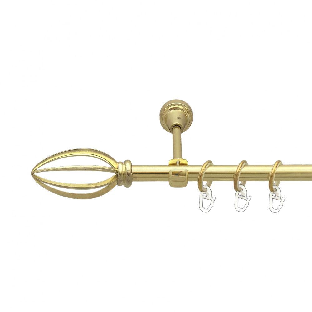 Карниз металлический Orvit Пантеон однорядный открытый/гладкая труба/кольцо металлическое Золото 16 мм 160 см (00-00014115)