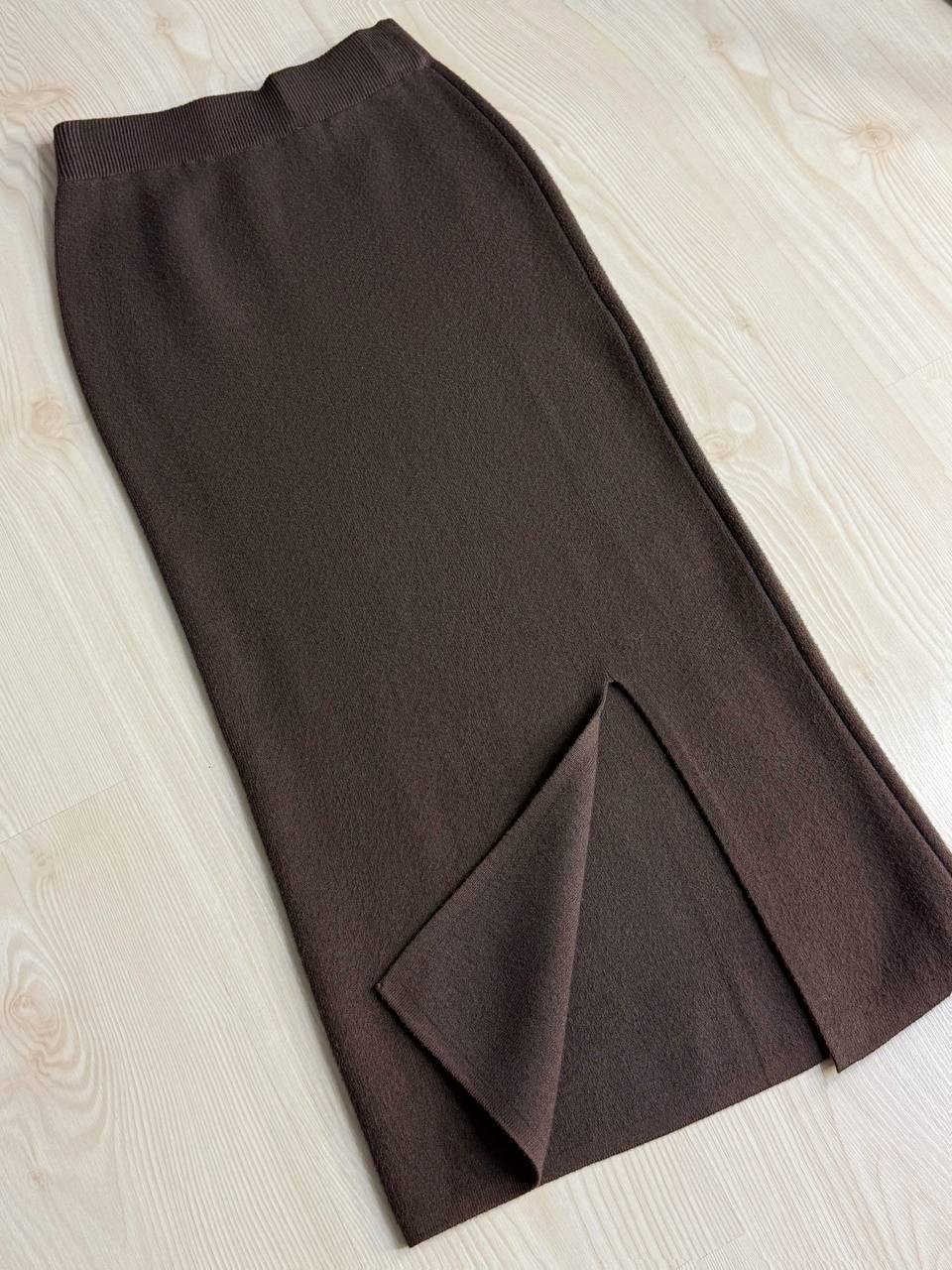 Спідниця жіноча MY FASHION 6808-80 в’язана з розрізом середня довжина One Size Коричневий (5789) - фото 7