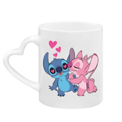 Чашка с ручкой в ​​виде сердца Стич и Энджел 320 мл Белый (18088905-1-205685)