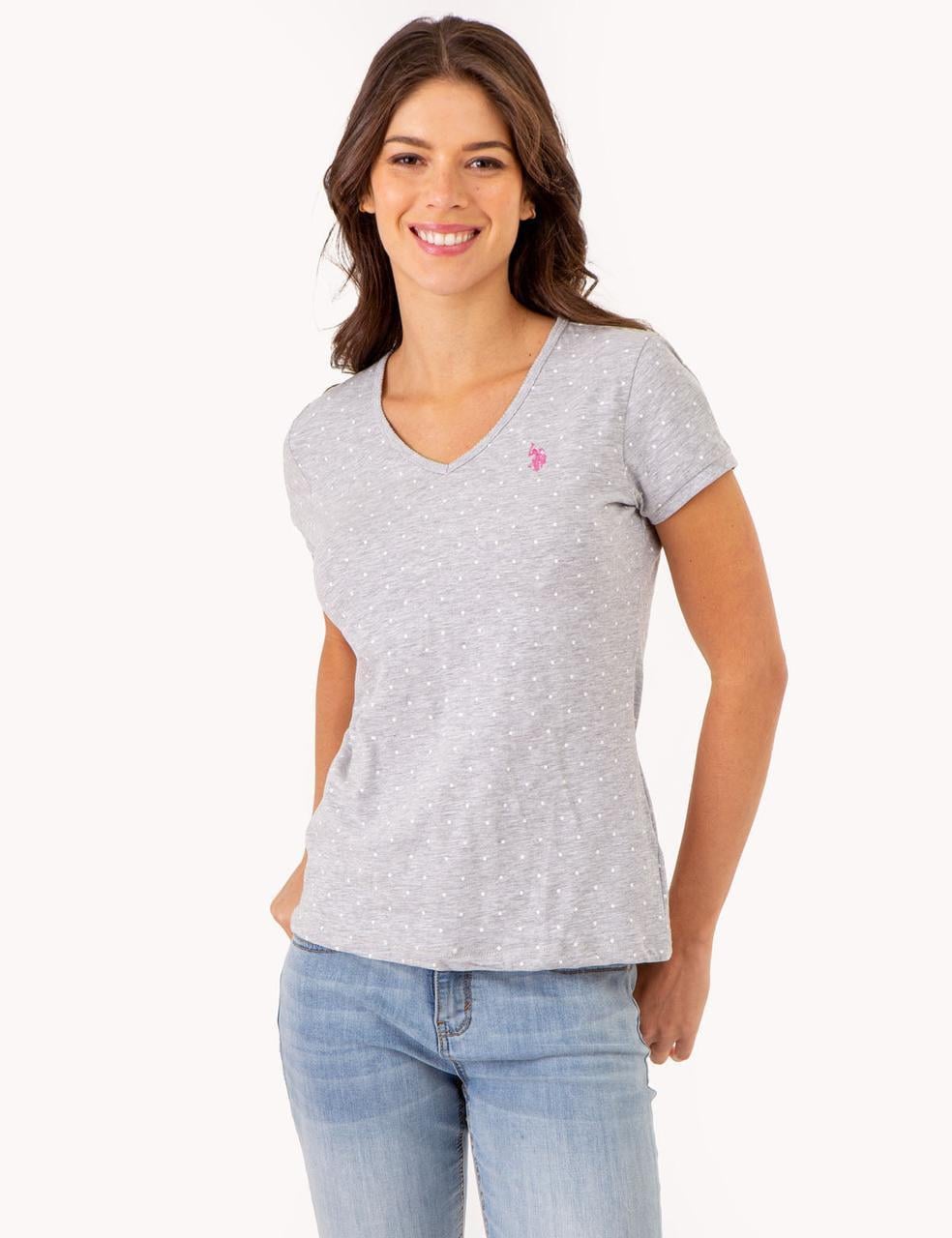 Футболка женская US Polo ASSN DOT V-NECK M Серый (2463299138155)