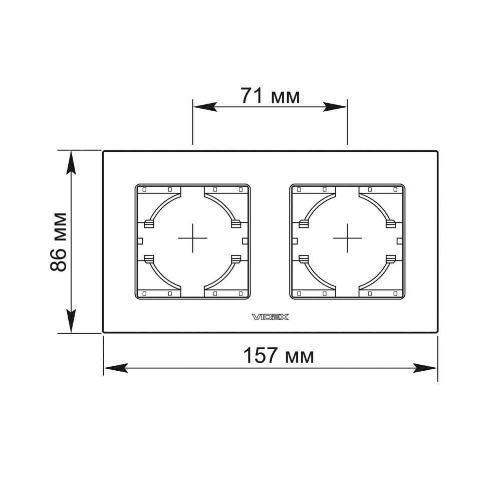 Рамка для розеток Videx Binera 2 места горизонтальная алюминий Медный (VF-BNFRA2H-CP) - фото 2