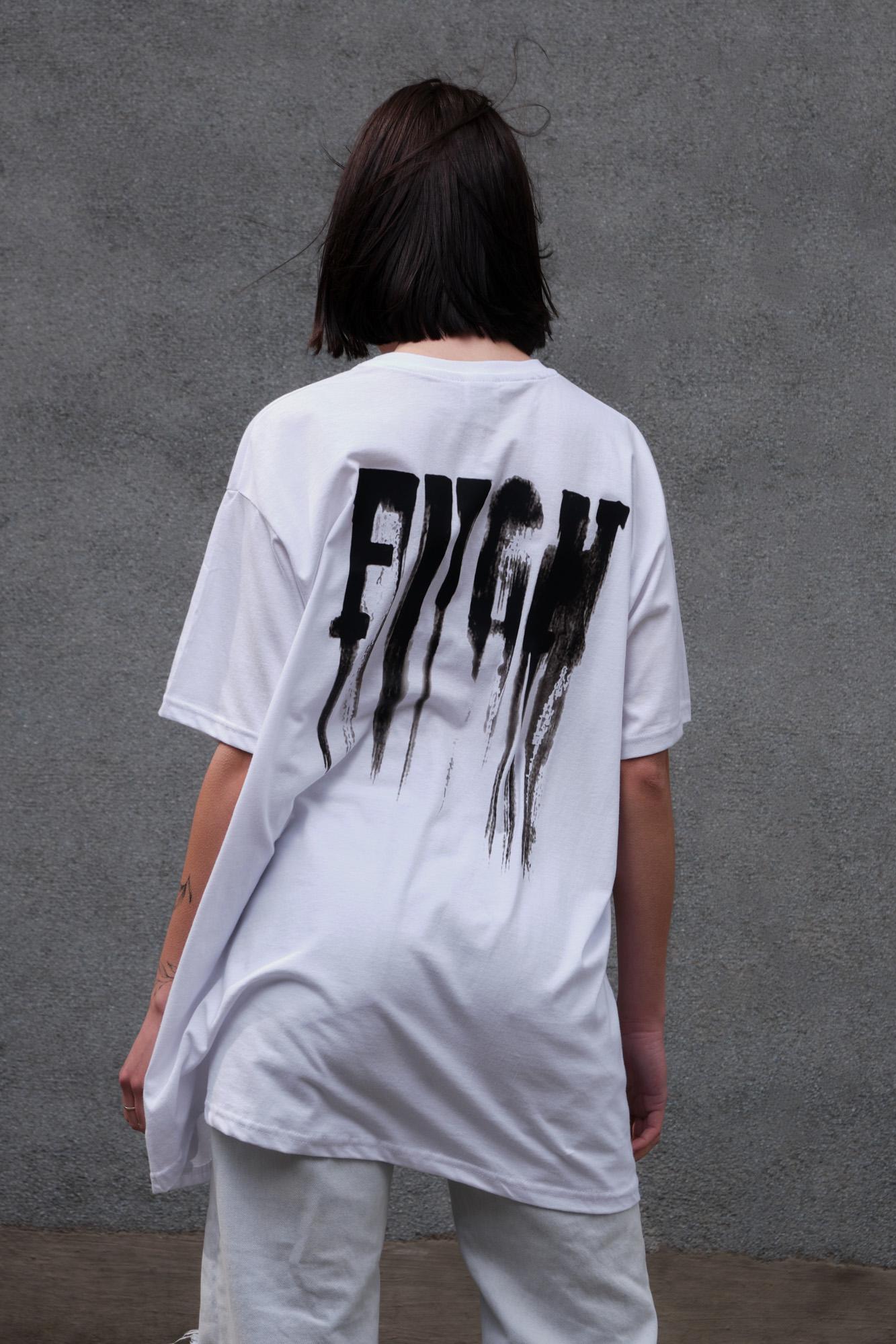 Футболка женская Without Fight с принтом оверсайз L/XL White (L8049281) - фото 3