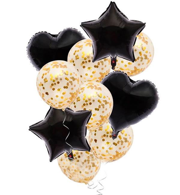 Воздушные шары confetti 10 шт. Black/Gold