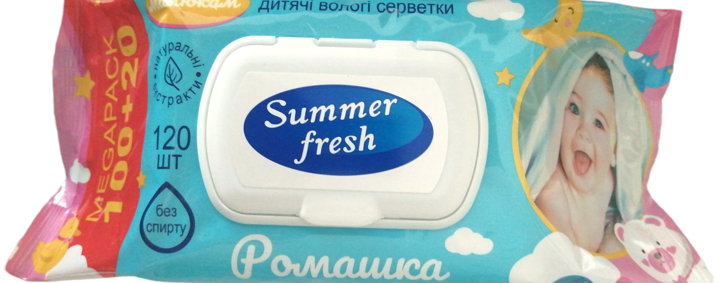 Влажные салфетки для детей Summer fresh с клапаном 120 шт. - фото 1