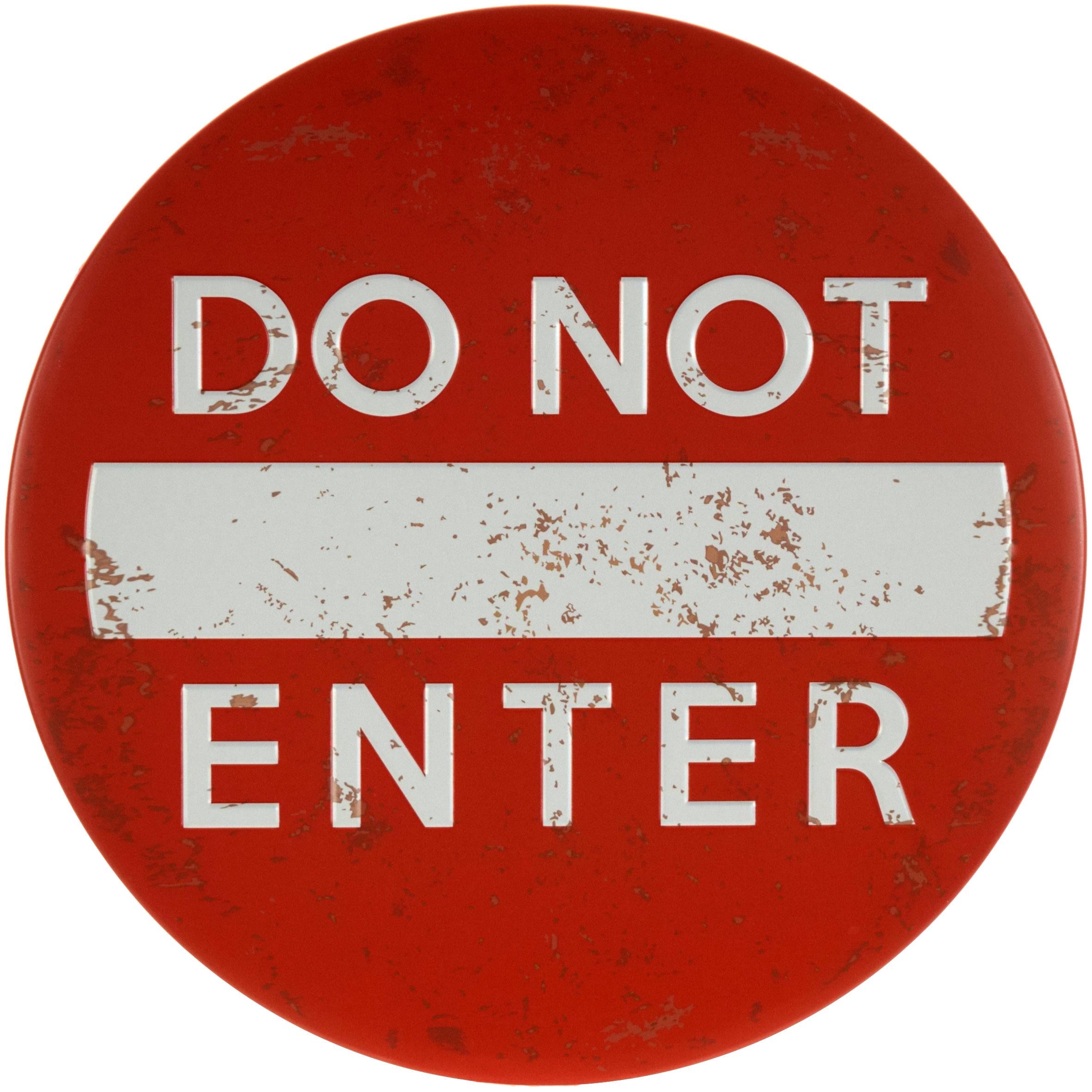 Табличка металлическая Не Входить/Do Not Enter круглая 30 см
