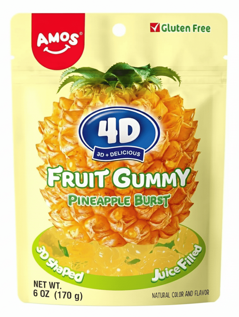 Конфеты желейные Amos 4D Fruit Gummy Pineapple Burst 170 г (2847321250)